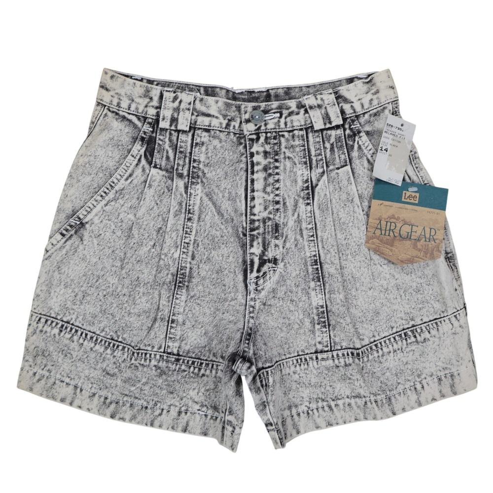 Lee Trekker Shorts Boys 14 Vintage 90s Acid Wash Black Cotton Relaxed Fit NWT